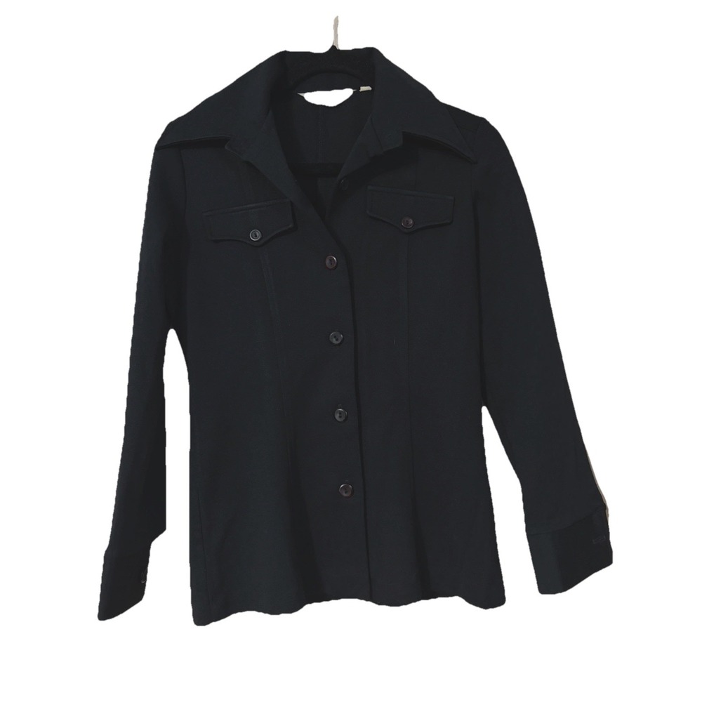 Alison Roberts Vintage‎ Black Button Down Shirt Jacket Womens Size 10 Textured